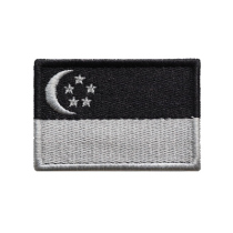 Flag of Singapore (black grey) cloth patch with embroidered label Labelling Arm Zhang Magic Stick to do embroidery