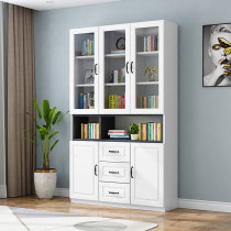 Bookcase Solid wood floor rack Simple modern combination cabinet glass door bookcase combination multifunctional bookshelf