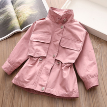 Baby big pocket coat 2021 Autumn New Girls childrens clothing childrens long windbreaker wt-a765