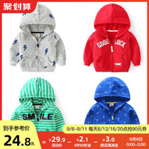 Boys coat spring and autumn 2021 new children autumn hooded top zipper cardigan wt-7265