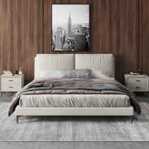 Italian zhen leather bed modern minimalist 1 8 meters double master nuptial bed of small-sized economy minimalist ruan bao chuang