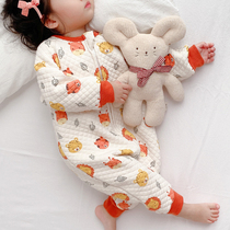 Baby conjoined pajamas autumn and winter cotton female treasure long sleeve baby boy girl child cotton home clothing thick Belly Belly