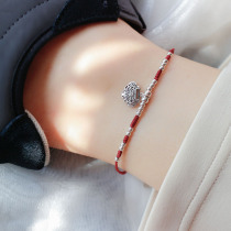 Original design this year sterling silver wishful safe lock bracelet foot rope anklet retro literary hand rope lucky gift