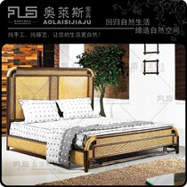 Southeast Asia rattan furniture rattan bed head cabinet dressers TV cabinet TV cabinet bookcase solid wood double bed natural rattan chair