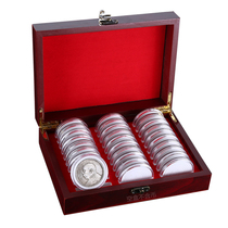  Commemorative coin collection box Yuan big head silver dollar protection box Ancient coin silver coin storage round box Ancient copper coin coin wooden box