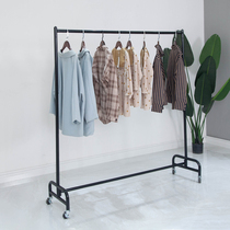 Household hanger hanger floor bedroom single pole cool hanger balcony drying rack mobile belt pulley
