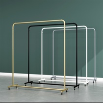 Nordic clothes rack floor-to-ceiling bedroom simple hanging clothes rack coat rack household single-pole mobile clothes rack with wheels