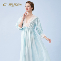 CABRIDA French night dress womens pleated decoration summer vintage lace pure cotton external nightgown IS315