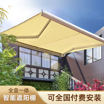 Full box villa balcony canopy outdoor rainproof household awning telescopic folding yard aluminum alloy canopy