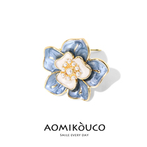 Senior small fragrant wind Camellia pearl brooch temperament enamel flower pin jacket suit accessories corsage