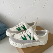 Jiang Naoshu Port style vintage plus Velvet White shoes female Joker ulzzang students board shoes ins canvas shoes tide