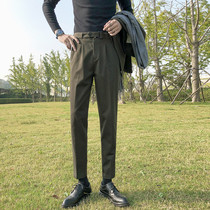 Korean trousers mens small feet slim-fitting British black pants mens formal clothes youth trend casual suit pants