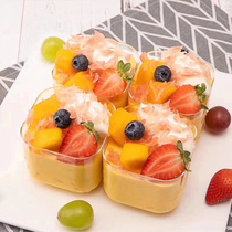 Square mousse cup Pudding cup Ice cream cup Fruit cake cup Disposable hard plastic cup Transparent PS