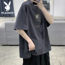 Playboy mens short-sleeved t-shirt summer new trend loose half-sleeve T-shirt thin breathable top clothes