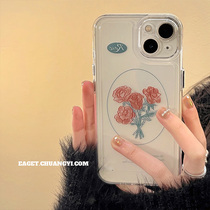 Inins style gentle rose to apply iphone13pro max apple 12 new 11 phone shell x silicone xsmax female xr transparent softshell creative mesh red full bag edge