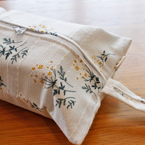 Hipster tissue bag storage bag lanyard lanyard flower household double-layer car drawing bag fabric tissue box