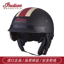 indian chief matte black summer scoop helmet detachable leather neck guard Road master semi-helmet
