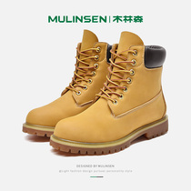 Mullinson Martin Boots Men Desert Short Boots Mens Retro Rhubarb Boots High Mens Shoes Autumn Leather Boots