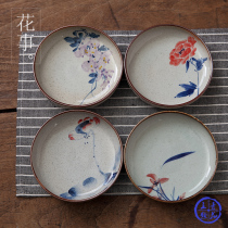 Original hand-painted underglaze Lotus ceramic round refreshment snack nut small saucer Chinese style art 12 5cm