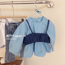 Korean Boy Dress 2022 Spring Girl Long Sleeve 100 Hitch Shirt Child Foreign Air Pure Blouse Baby Doll Shirt