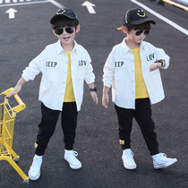 Hong Kong Boy Clothing Boy Spring Clothing 2022 New Suit CUHK Child Shirt Foreign Air Korean Version Spring Fall and two sets