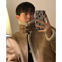 md Korean autumn and winter thick deerskin jacket fur one-piece coat mens retro loose lamb wool motorcycle leather jacket