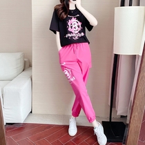 Sandro Moscoloni Leisure sports suit women 2022 Summer new loose pink T Two sets