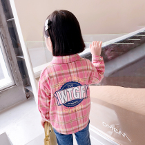 Girls plaid shirt spring and autumn 2021 new net red female baby western style baby childrens autumn shirt thin top