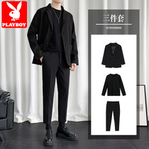 Playboy suit suit suit mens spring and autumn loose handsome Korean version of trend squatting casual small suit jacket