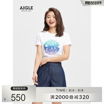 AIGLE spring and summer 21 RASPET womens quick-drying moisture-wicking printed round neck PULLOVER short-sleeved T-shirt
