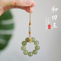 Natural and Tian Yu mobile phone chain hanging jade ball ring hand twisted anti-fall rope mobile phone hanging handset for men and women gifts