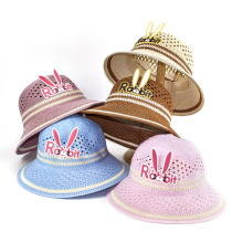 Summer children rabbit ear sun sun hat baby cotton knit fisherman hat breathable big brim sun hat