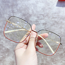 Square large frame myopia eye frame female plain face round face thin face can be equipped with degree eyes finished Korean version of tide