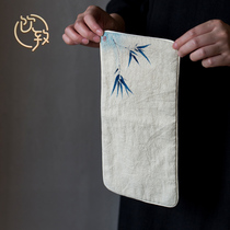 Drinking Chinese cotton and linen tea towel long Kung Fu tea accessories Tea ceremony household tea table absorbent towel thickened tea tray cloth