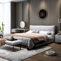 Italian light luxury leather bed modern simple master bedroom soft bag double wedding bed Nordic 1 8 m storage minimalist furniture