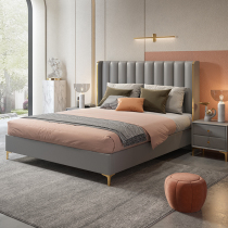 Modern light luxury style leather bed Master Bedroom 1 8 meters Nordic simple atmosphere high-end wedding bed ins Net red small apartment