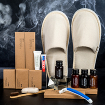 Retro inn bed and breakfast disposable toiletries set Bamboo toothbrush toothpaste slippers Wooden comb spot can be customized