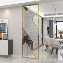 Light luxury screen partition wall Modern simple living room door blocking bedroom Changhong glass Stainless steel decorative entrance