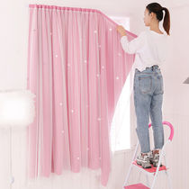 Net Red self-adhesive non-perforated curtains finished shade window bedroom Velcro rental room curtains special clearance