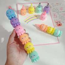 Cute cartoon macaron octopus color pen highlighter to take notes Children Mark watercolor pen light marker pen