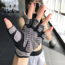 Net red half Palm thickened sports gloves female fitness half finger gloves non-slip iron outdoor riding gloves tide