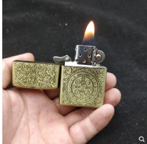 Mens cool bronze relief Constantine windproof kerosene lighter vintage grinding wheel ultra-thin flint lighter