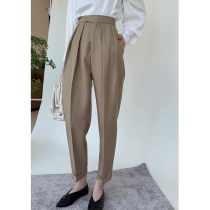 Fall new pen quite a side suit Suit Smoke Tubes Pants Woman High Waist Card Its Broadlegged Pants Tapered Turnip 90% Casual Pants