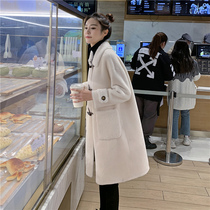 INTIM TIDATE lamb coat womens fur one autumn and winter horns buckle medium and long sheep cut coat