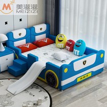  Childrens bed Boy single bed splicing bed Car bed with guardrail slide Princess bed child cartoon sports car girl