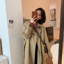 Card its colour windcoat jacket female small child 2022 spring autumn new Inn wind medium long style Korean version of the great coat
