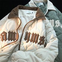 Jew4room Japanese Vintage Lingge Couple Dress Winter Couple Edition oversize Cotton Coat Boys chic
