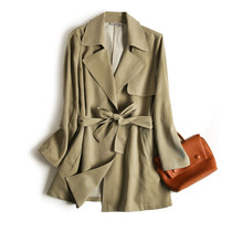 Heavy silk silk silk trench coat coat female mulberry silk long small man casual coat spring and autumn 2021 New