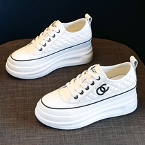 Stars Same Small White Shoes Women Shoes 2022 New Spring Autumn Genuine Leather Pine Pastry Thick Bottom Inner Heightening Sports Casual Single Shoes