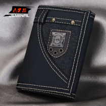 Male Fashion Han Edition Casual Canvas Triple Fold Short Wallet Boy Retro Sports Personality Student Bu Money Clip Tide